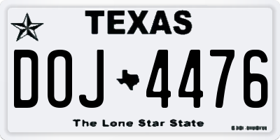TX license plate DOJ4476
