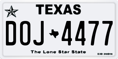 TX license plate DOJ4477