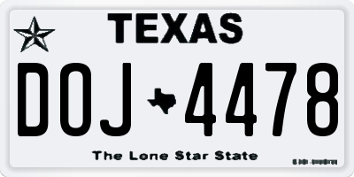 TX license plate DOJ4478
