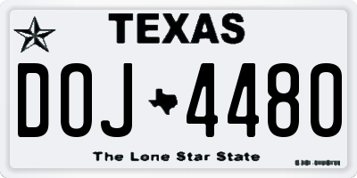 TX license plate DOJ4480