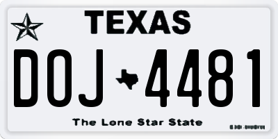 TX license plate DOJ4481