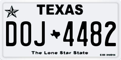 TX license plate DOJ4482