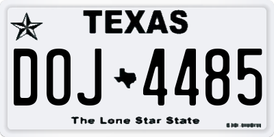 TX license plate DOJ4485