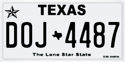 TX license plate DOJ4487