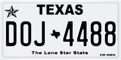 TX license plate DOJ4488