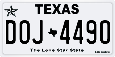 TX license plate DOJ4490