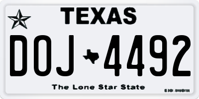 TX license plate DOJ4492
