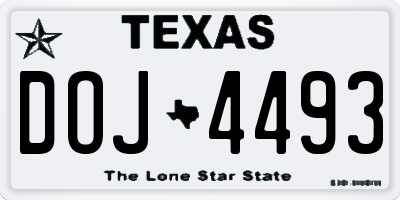 TX license plate DOJ4493