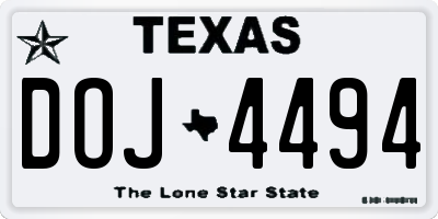 TX license plate DOJ4494
