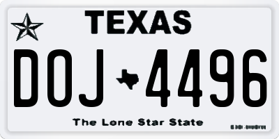 TX license plate DOJ4496