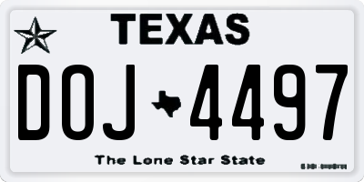 TX license plate DOJ4497