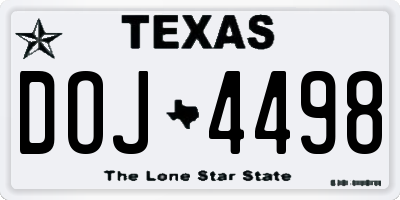 TX license plate DOJ4498