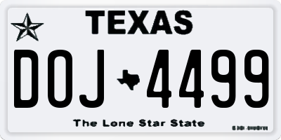 TX license plate DOJ4499