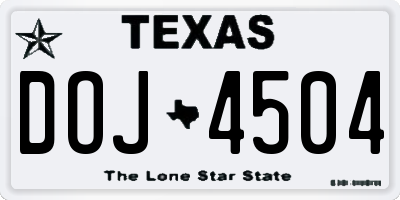 TX license plate DOJ4504