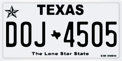 TX license plate DOJ4505