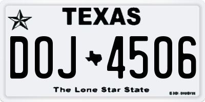 TX license plate DOJ4506