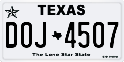 TX license plate DOJ4507