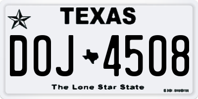 TX license plate DOJ4508