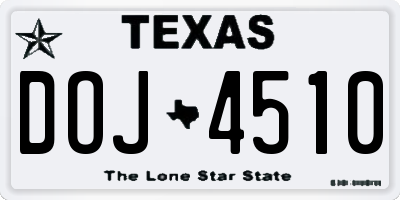 TX license plate DOJ4510