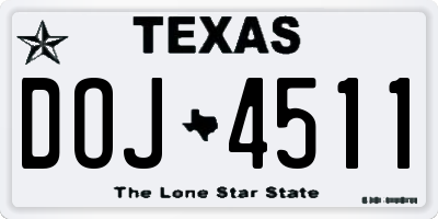 TX license plate DOJ4511