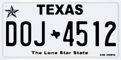 TX license plate DOJ4512