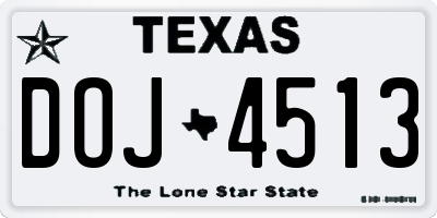TX license plate DOJ4513