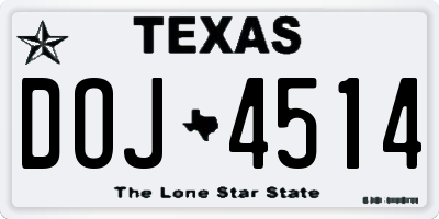 TX license plate DOJ4514