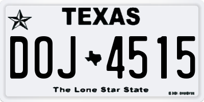 TX license plate DOJ4515
