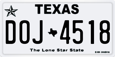 TX license plate DOJ4518