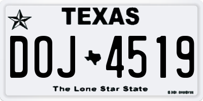 TX license plate DOJ4519