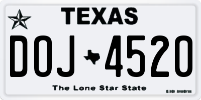TX license plate DOJ4520