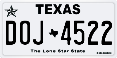 TX license plate DOJ4522