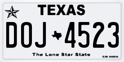 TX license plate DOJ4523