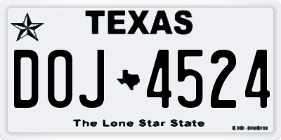 TX license plate DOJ4524