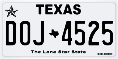 TX license plate DOJ4525