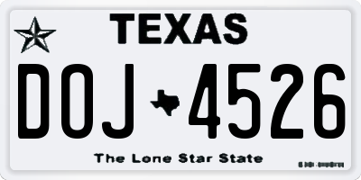 TX license plate DOJ4526