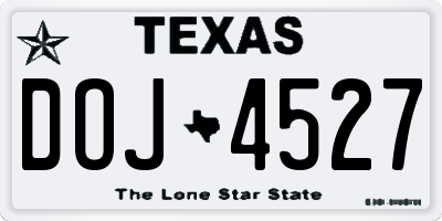 TX license plate DOJ4527