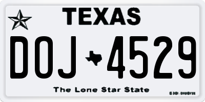 TX license plate DOJ4529