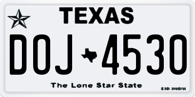 TX license plate DOJ4530