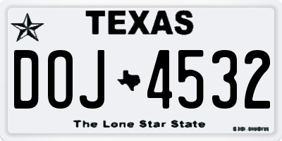 TX license plate DOJ4532