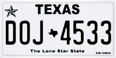 TX license plate DOJ4533