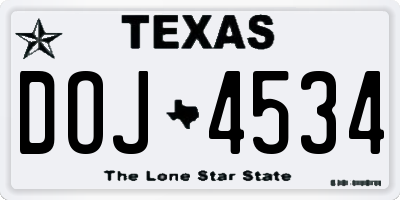 TX license plate DOJ4534