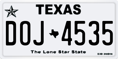 TX license plate DOJ4535