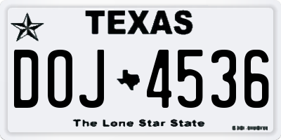 TX license plate DOJ4536