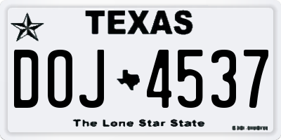 TX license plate DOJ4537