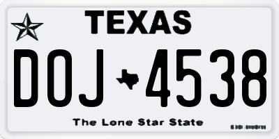 TX license plate DOJ4538