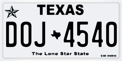 TX license plate DOJ4540