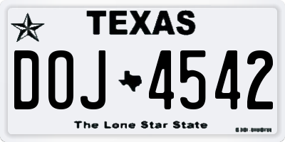 TX license plate DOJ4542