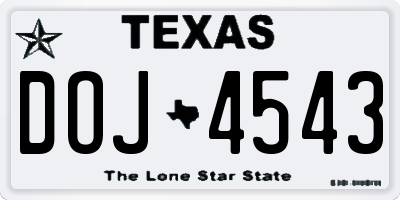 TX license plate DOJ4543