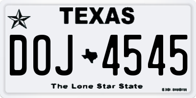 TX license plate DOJ4545